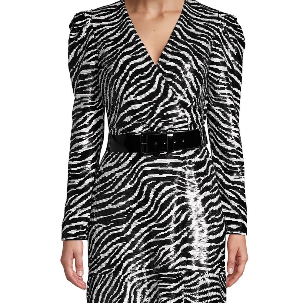 MICHAEL KORS Zebra Print Sequin Dress NWT